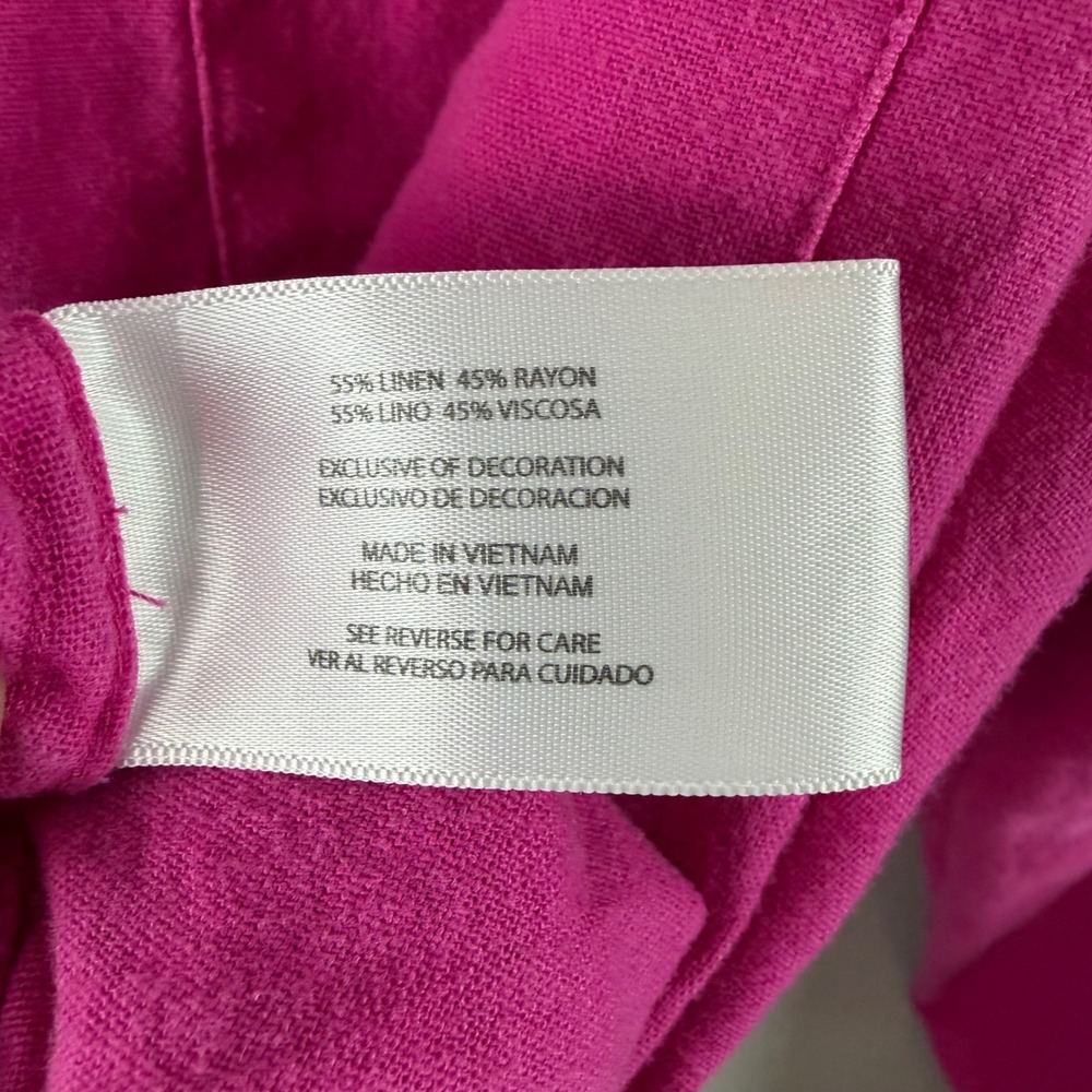 Gap Women XL Hot Pink Linen Rayon Blend Button Down Shirt Long Sleeve Dopamine - Picture 4 of 4
